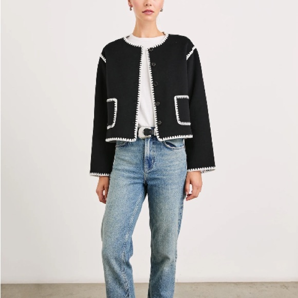 NWT Rails Melanie Jacket Wool Embroidered Overcoat Black Sz S - Picture 5 of 16